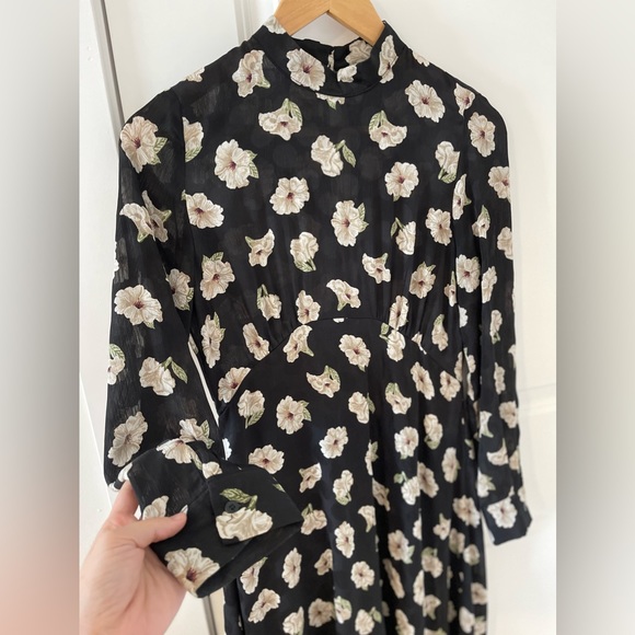 Zara black floral midi dress - Picture 4 of 4